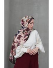 vintage desenli pamuk şal kahve 2