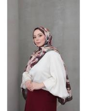 vintage desenli pamuk şal kahve 3