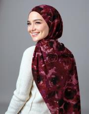 vintage desenli pamuk şal bordo