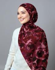 vintage desenli pamuk şal bordo 2