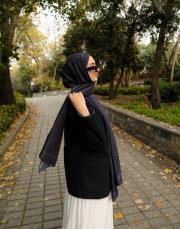 bushu monogram pamuk şal lacivert 4