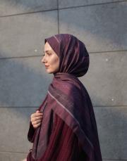 bushu monogram pamuk şal bordo