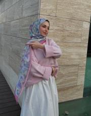 pembe mor petunya pamuk şal  2