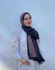 degrade pamuk şal degrade siyah - vizon 2