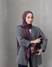 bushu monogram twill şal bordo