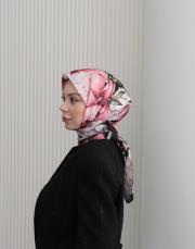 pembe şakayık twill eşarp  3