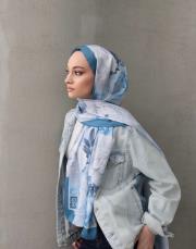 mavi şakayık twill şal 