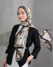 bushu gülü %100 ithal ipek şal ekru