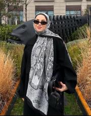 etnik desen %100 ithal ipek şal siyah