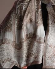 etnik desen %100 ithal ipek şal vizon 2