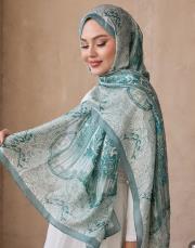 etnik desen %100 ithal ipek şal mint yeşili