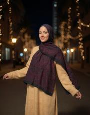 melissa desenli pamuk şal bordo 2