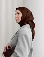 bushu monogram modal pamuk eşarp kahverengi