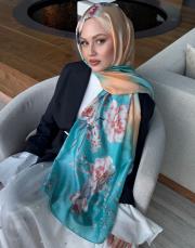 alis %100 ithal ipek şal elisa mavi