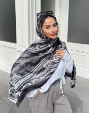 lora %100 ithal ipek şal siyah 2