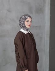 imza monogram twill eşarp acı kahve