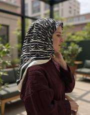 imza monogram twill eşarp siyah krem