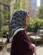 imza monogram twill eşarp siyah krem 2