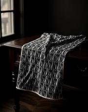 imza monogram twill eşarp siyah krem 3