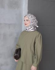 imza monogram twill eşarp krem 2