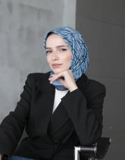 imza monogram twill eşarp mavi 2