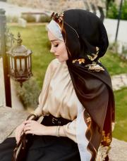 elisa %100 ithal ipek şal siyah  2