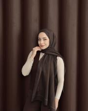 %100 pamuk ipek şal bushu monogram acı kahve 2