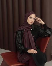 %100 pamuk ipek şal bushu monogram bordo 3