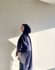 royal monogram pamuk şal lacivert 2